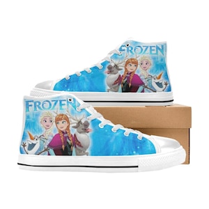 Zapatillas altas de lona personalizadas de Frozen para niños o adultos. imagen 1