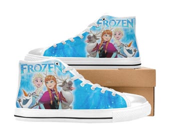 Trampki z płótna Frozen Custom High Top, personalizowane buty dla dzieci lub dorosłych