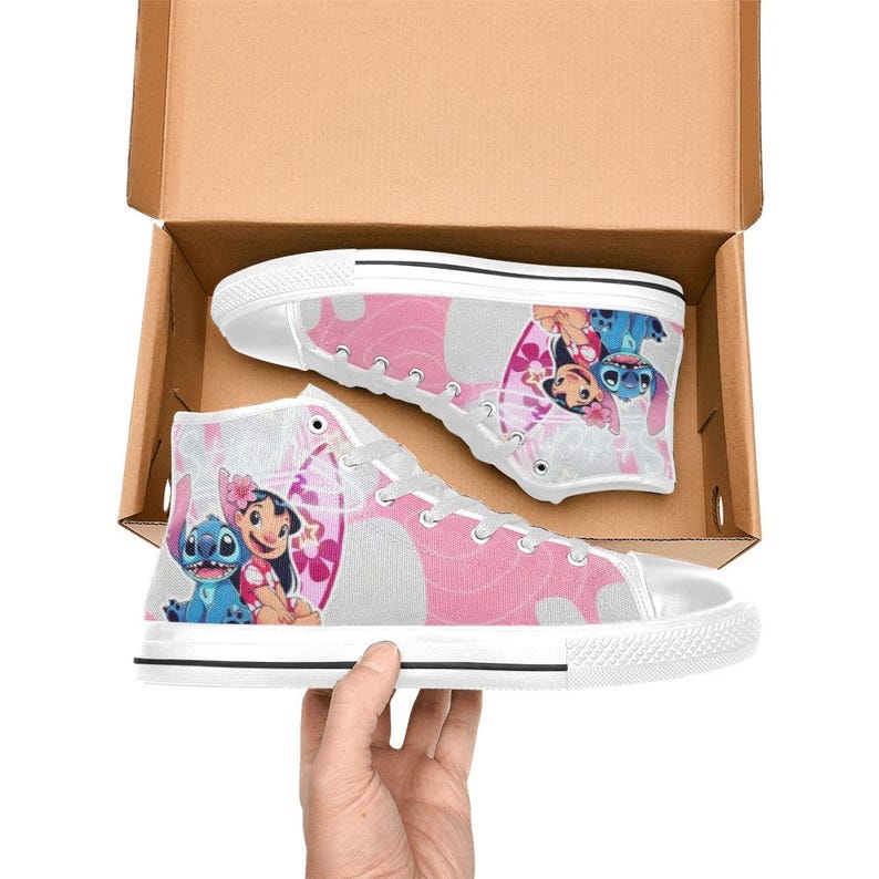Lilo & Stitch High Top Shoes Custom Canvas Sneakers Unisex for Kids or Adults image 2