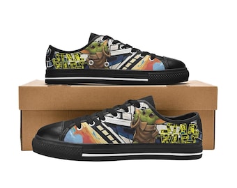 Baby Yoda Star Wars Low Top Shoes Custom Canvas Sneakers Unisex for Kids & Adults