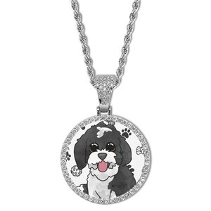 Kawaii Pet Portrait Pendant Necklace – Custom Dog or Cat Photo Jewelry, Personalized Pet Memorial Necklace