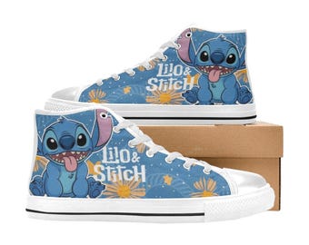 Zapatillas altas de lona personalizadas de Lilo & Stitch para niños y adultos