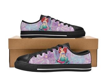 Little Mermaid Low Top Shoes Custom Canvas Sneakers for Kids & Adults