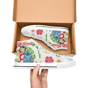 Zapatillas altas de lona personalizadas de Lilo & Stitch, unisex, para niños y adultos imagen 2
