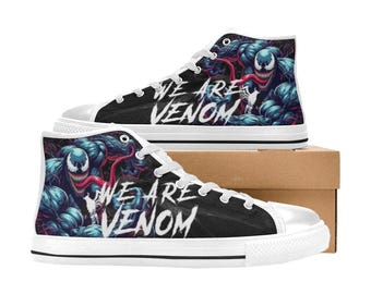 Venom High Top Shoes Custom Canvas Sneakers Unisex for Kids or Adults