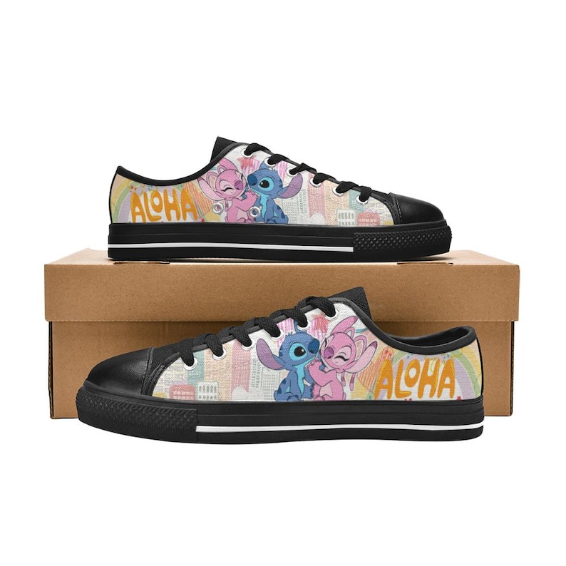 Stitch and Angel lage schoenen op maat gemaakte canvas sneakers, uniseks voor kinderen of volwassenen afbeelding 1