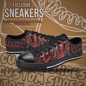 Deadpool Unisex Custom Low Top Sneakers – Canvas Shoes – Personalized Gift for Kids or Adults