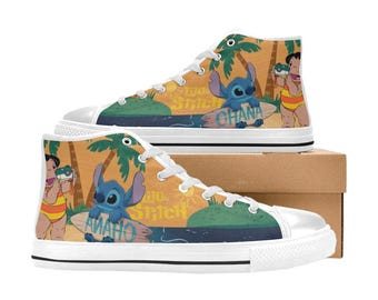 Zapatillas altas de lona personalizadas de Lilo y Stitch