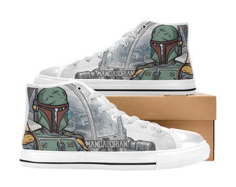 The Mandalorian  High Top Shoes Custom Canvas Sneakers for Kids or Adults