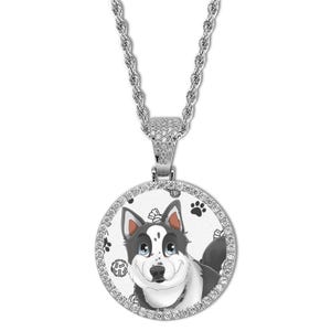 Cartoon Pet Portrait Pendant Necklace – Custom Dog or Cat Photo Jewelry, Personalized Pet Memorial Necklace