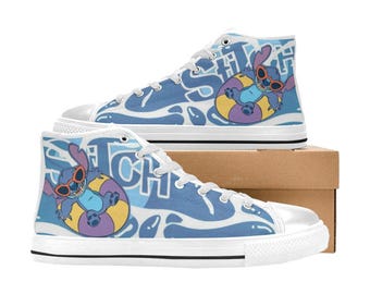 Zapatillas altas de lona personalizadas de Lilo & Stitch para niños y adultos