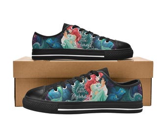 The Little Mermaid Low Top Shoes Custom Canvas Sneakers for Kids or Adults