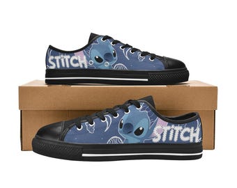 Stitch Low Top Shoes Custom Canvas Sneakers Unisex for Kids or Adults