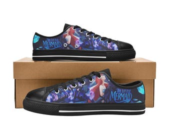 Little Mermaid Low Top Shoes Custom Canvas Sneakers for Kids & Adults