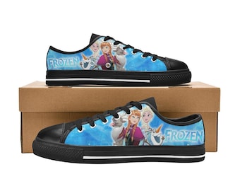 Frozen Custom Low Top Canvas Sneakers Personalized Shoes for Kids or Adults