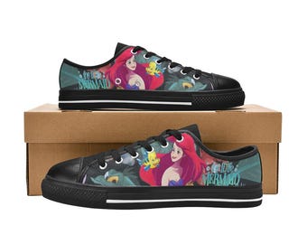 The Little Mermaid Low Top Shoes Custom Canvas Sneakers Unisex for Kids or Adults