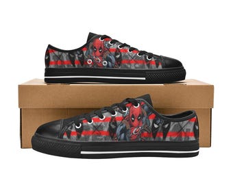 Deadpool Low Top Shoes Custom Canvas Sneakers Unisex for Kids or Adults