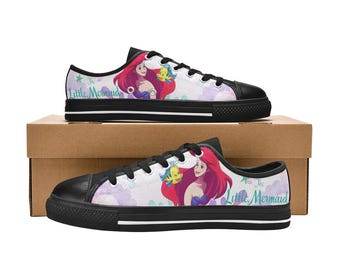Little Mermaid Low Top Shoes Custom Canvas Sneakers for Kids & Adults