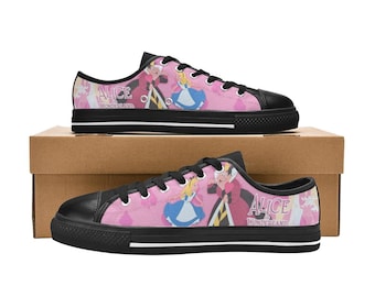 Alice In Wonderland Low Top Shoes Custom Canvas Sneakers Unisex for Kids or Adults
