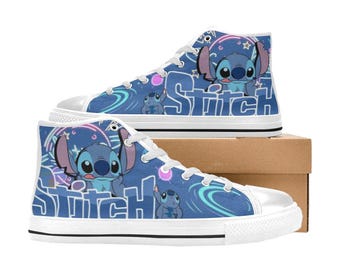 Zapatillas altas de lona personalizadas de Lilo & Stitch, unisex, para niños y adultos