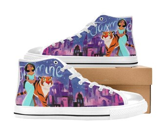 Aladdin Jasmine High Top Shoes Custom Canvas Sneakers for Kids & Adults