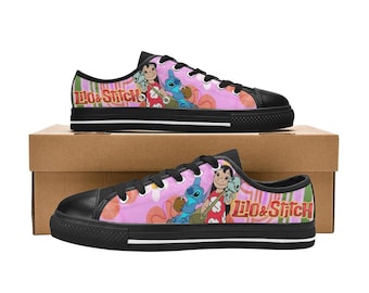 Lilo And Stitch Low Top Shoes Custom Canvas Sneakers Unisex for Kids or Adults