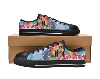 Zapatillas de lona personalizadas de Lilo & Stitch para niños y adultos.