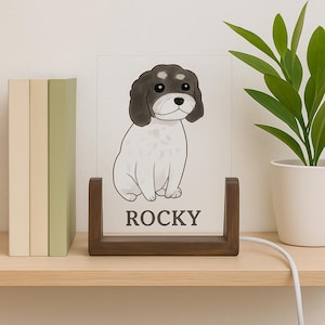 Kawaii Style Custom Pet Portrait Night Light – Personalized LED Dog or Cat Lamp with Name – Pet Memorial Gift – Animal Lover Keepsake Light