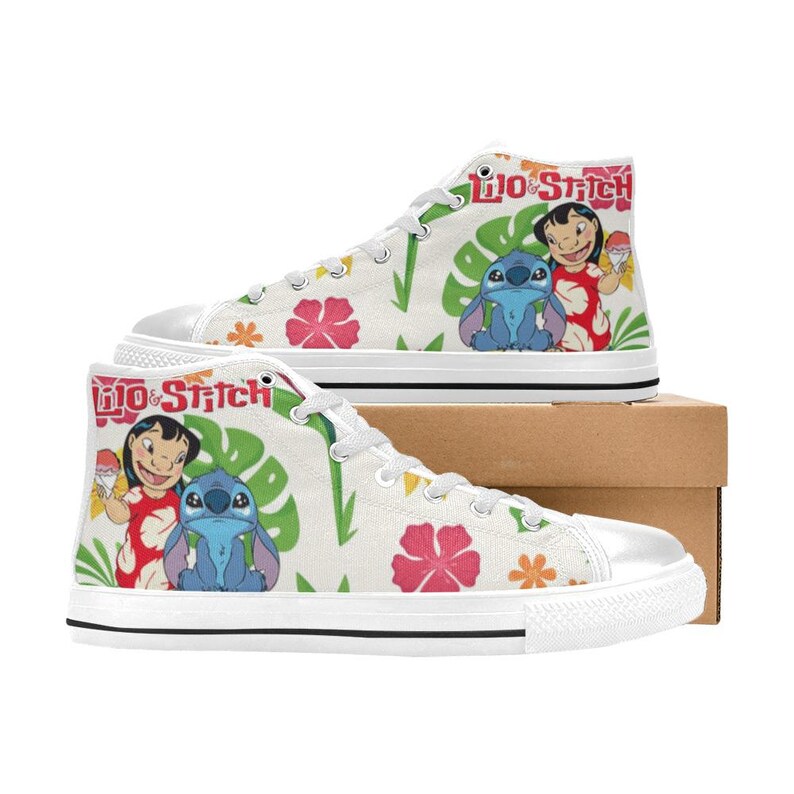 Zapatillas altas de lona personalizadas de Lilo & Stitch, unisex, para niños y adultos imagen 1