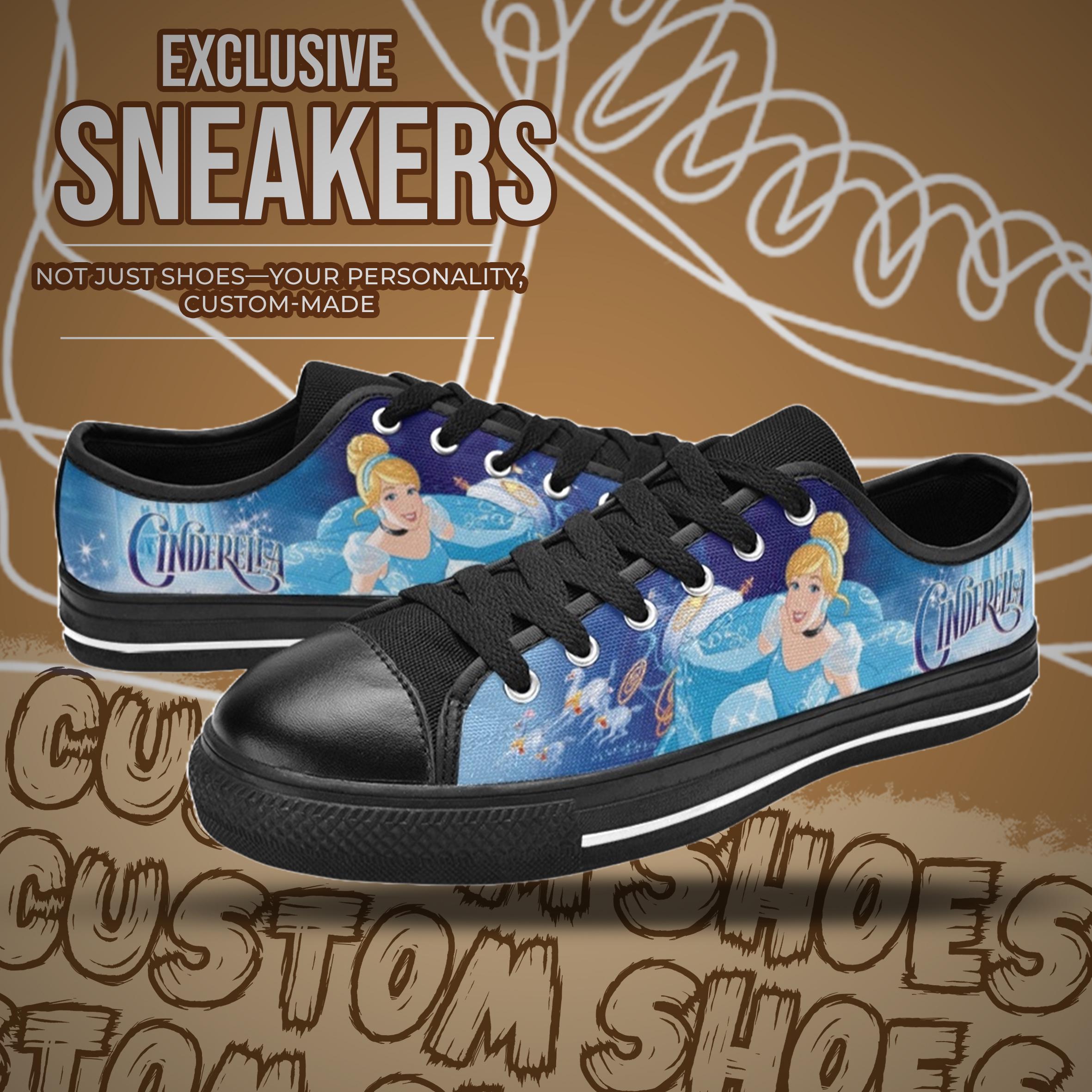 Cinderella Low Top Shoes Custom Canvas Sneakers for Kids & Adults