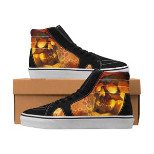 Aangepaste hoge sneakers Halloween schedel gepersonaliseerde gotische schoenen
