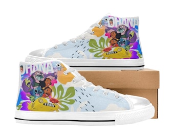 Zapatillas altas de lona personalizadas de Lilo & Stitch para niños y adultos