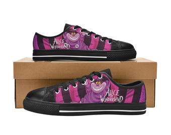 Cheshire Cat Alice In Wonderland High Top Shoes Custom Canvas Sneakers for Kids & Adults