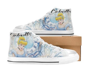 Cinderella High Top Shoes Custom Canvas Sneakers Unisex for Kids or Adults