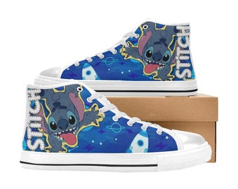 Zapatillas altas de lona personalizadas de Lilo & Stitch, unisex, para niños y adultos