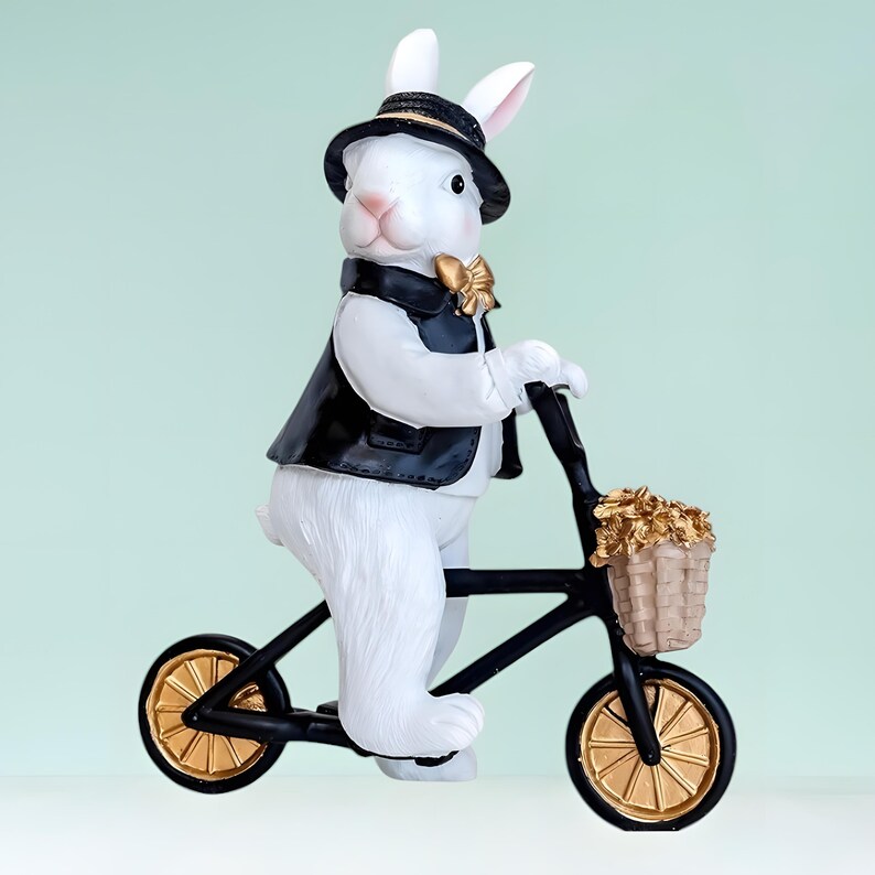 Luxury Victorian Rabbit Figurines | Black & White Bunny Decor | Elegant ...