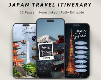 Japan Travel Itinerary Template Canva | Editable Mobile Travel Planner | Digital Travel Guide Template | Tokyo Trip Itinerary | Printable
