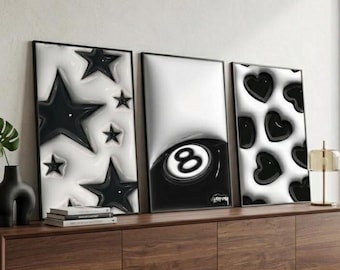 Hypebeast Set Of 3 Wall Art Posters | 8 Ball Trendy Prints | Minimalist Hypebeast Posters | Digital Retro 8 Ball Poster | Modren Wall Art |