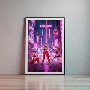 Valentine Huntrix Anime Girl Group | Kpop Huntrix Girls Poster | Demon Hunters Group Clipart | Valentine's Day Poster | Rumi, Mira & Zoey |