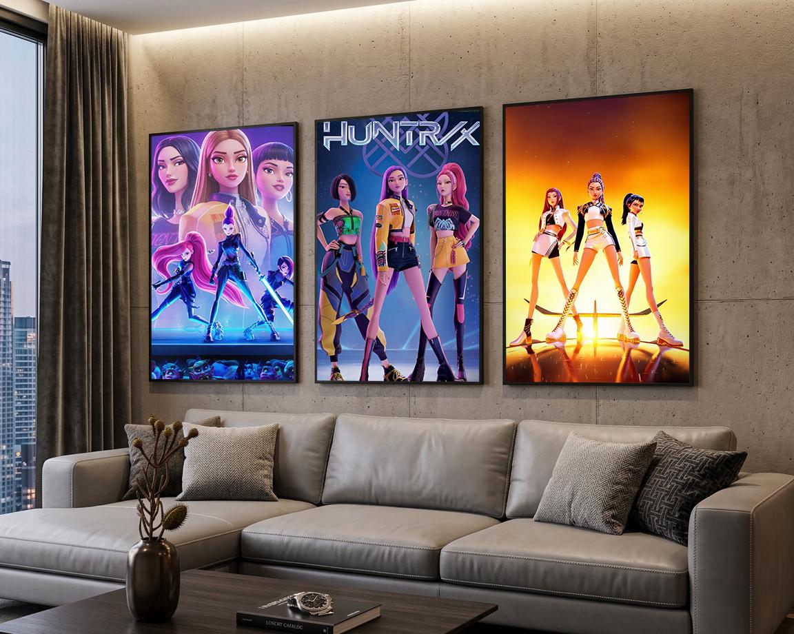 Huntrix Wall Art Poster Set of 3 | Kpop Demon Hunters Prints