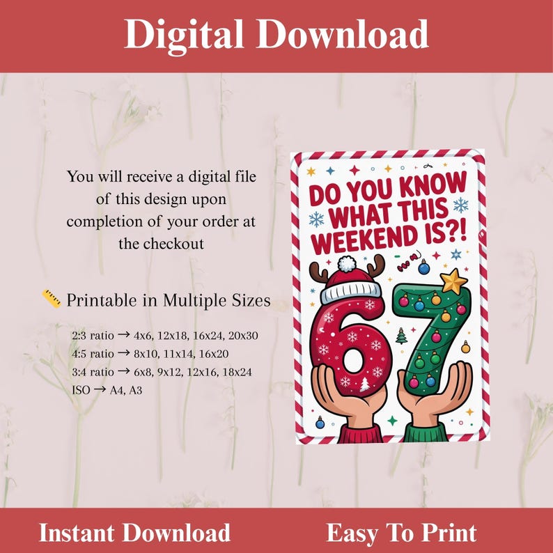 6 7 Elf Prop Printable Poster | Six Seven Elf on the Shelf | Elf Letter ...