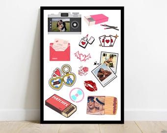 Modello di poster modificabile per scatole di fiammiferi / Regalo di anniversario per il fidanzato / Stampa fai da te con scatole di fiammiferi per lui / Arte personalizzata con scatole di fiammiferi / Arte murale stampabile