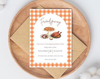 Editable Friendsgiving Invitation Template | Fall Dinner Party Invite | Thanksgiving Friends Gathering | Instant Download