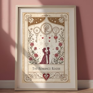 Romance Reader Tarot Stampa digitale / Arte dei tarocchi libresca, regalo per lettori, decorazione murale romantica, stampa artistica dei tarocchi