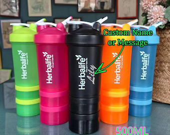 Custom Herbalife Protein Shaker Flasche: 500ml, doppelte Pulverlagerung, auslaufsicher