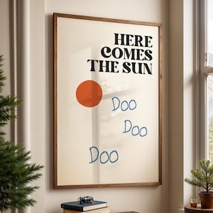 Voici l'affiche du soleil | Impression de musique minimaliste | Art mural esthétique vintage | Impression inspirée des Beatles | Décoration d'intérieur ondes positives