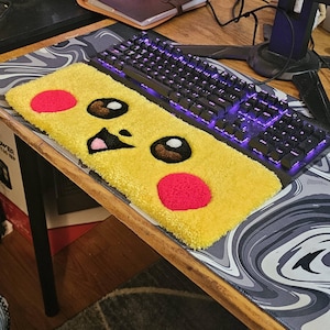 Pikachu Tufted Keyboard Rug: Handmade Gamer Desk Mat