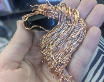 Wire Wrapped Horse Head Pendant