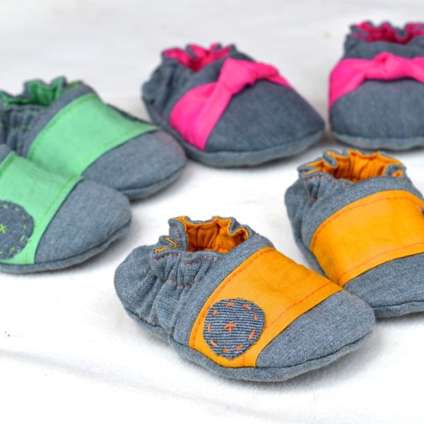 Reversible Seamless Crib Shoe. 4 Different Styles Included.  Size Newborn - 3 Years Old.  PDF SEWING PATTERN. Toddler shoe pattern included