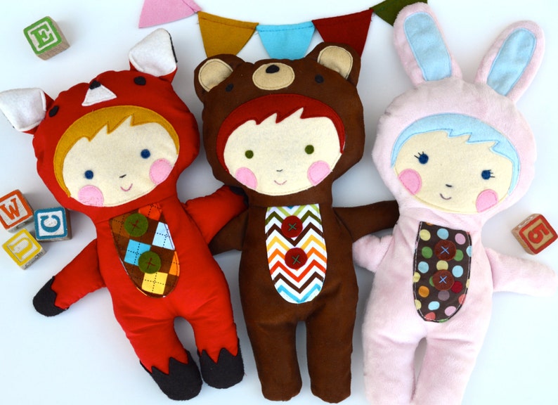 SALE Plushie Pattern, Baby Toy Tutorial, Softie Pattern, Doll Pattern, stuffed animal PDF Sewing Pattern image 1